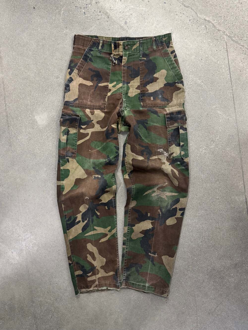 Vintage 1981 Military Woodland Camo Fatigue Cargo Pants - 34”